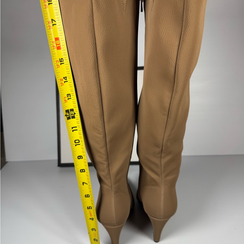Azalea Wang Erwin Tan Knee High Wedge Boots Pointed Toe Tall Boot multiple sizes - Picture 3 of 5